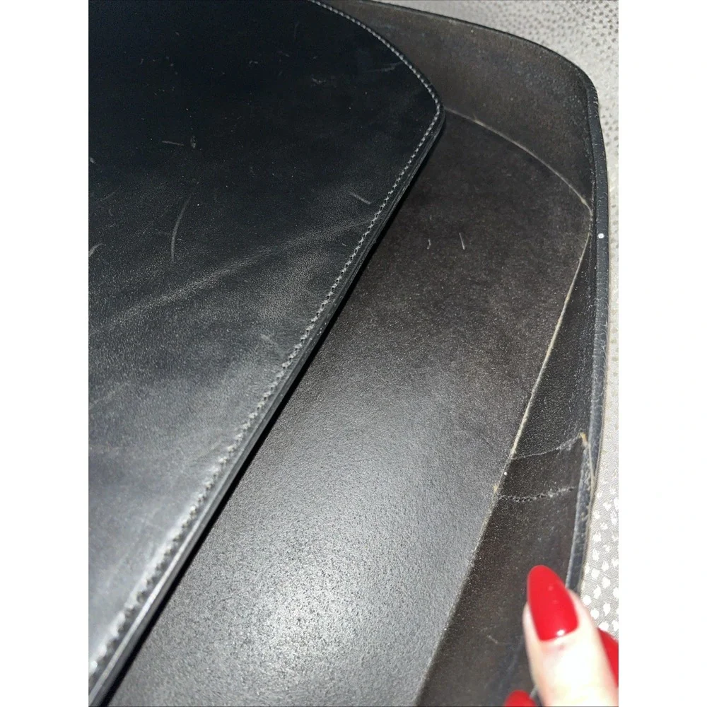 Levenger Full Grain Black Leather Storage Large Tray w/ Lid Organizer Office Bar